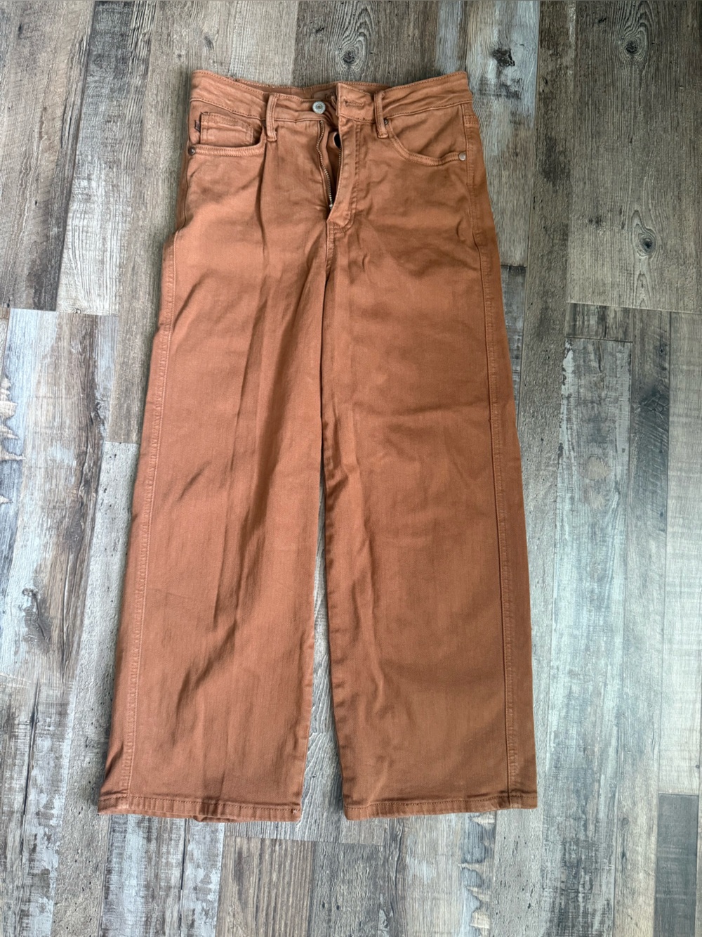 Judy Blue Wide Leg Cropped Jeans - Brown